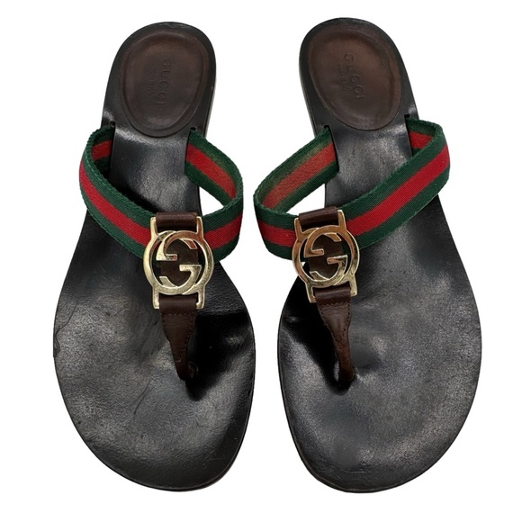 Gucci 'Lifford' GG Interlocking Nylon Thong Kitten Heels Authentic 💯 - Picture 5 of 14